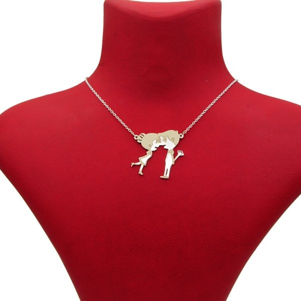 Gümüş İsimli Çöp Aile Aşk Kolyesi