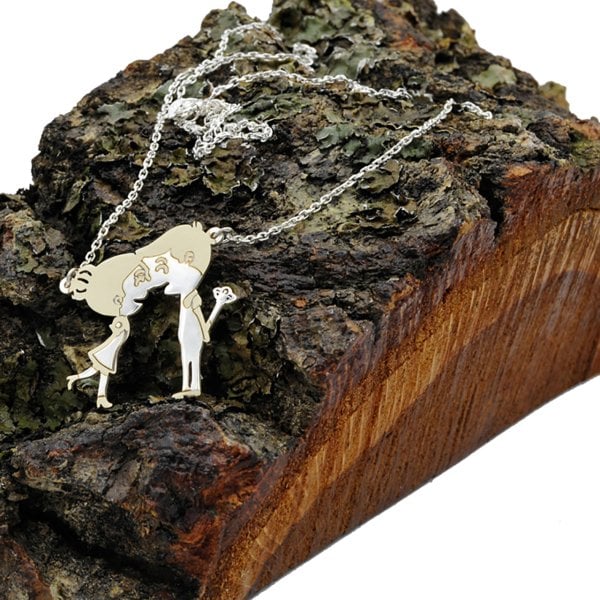 Gümüş İsimli Çöp Aile Aşk Kolyesi