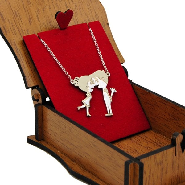 Gümüş İsimli Çöp Aile Aşk Kolyesi