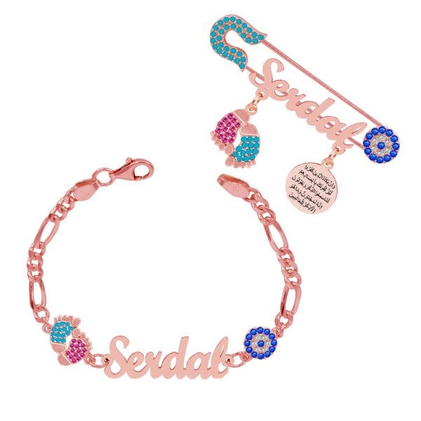 Gümüş Patikli İsimli Bebek İğnesi Künyesi