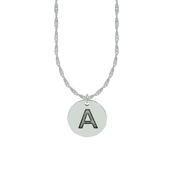 Gümüş Yuvarlak Madalyon Harfli İsimli Kolye