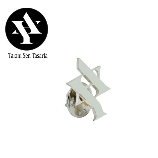 Gümüş Kişiye Özel Tasarım Harfli Rozet