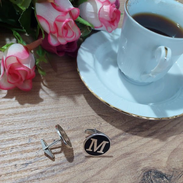 Gümüş Harfli Kol Düğmesi