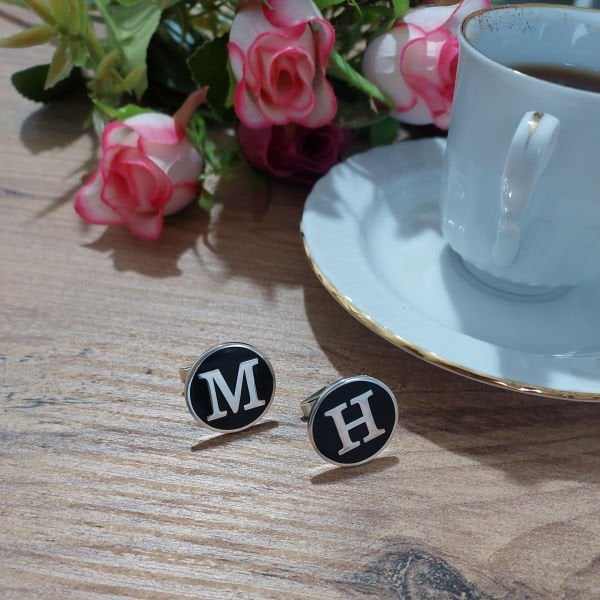 Gümüş Harfli Kol Düğmesi