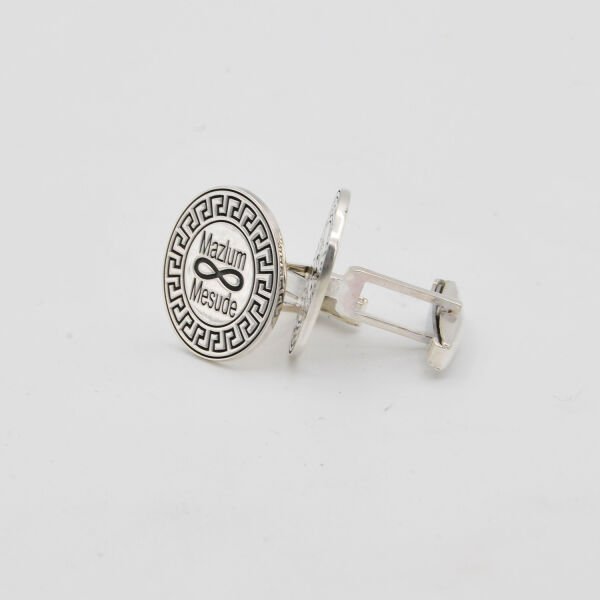 Gümüş Yuvarlak İsimli Kol Düğmesi