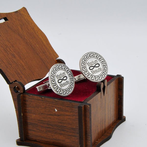 Gümüş Yuvarlak İsimli Kol Düğmesi