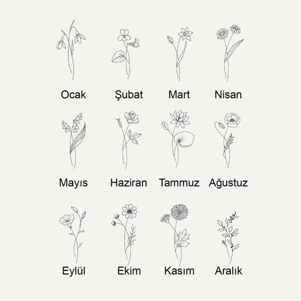 Gümüş Ekim Ayı Doğum Çiçeği İsimli Kolye