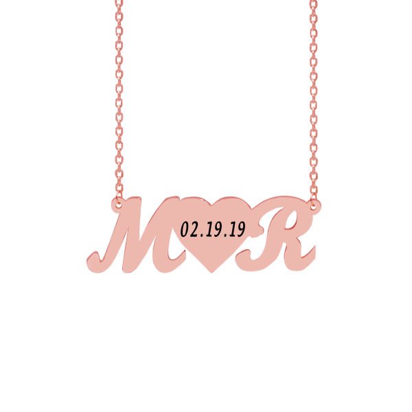 Gümüş Kalp Tasarımlı Harfli Kolye