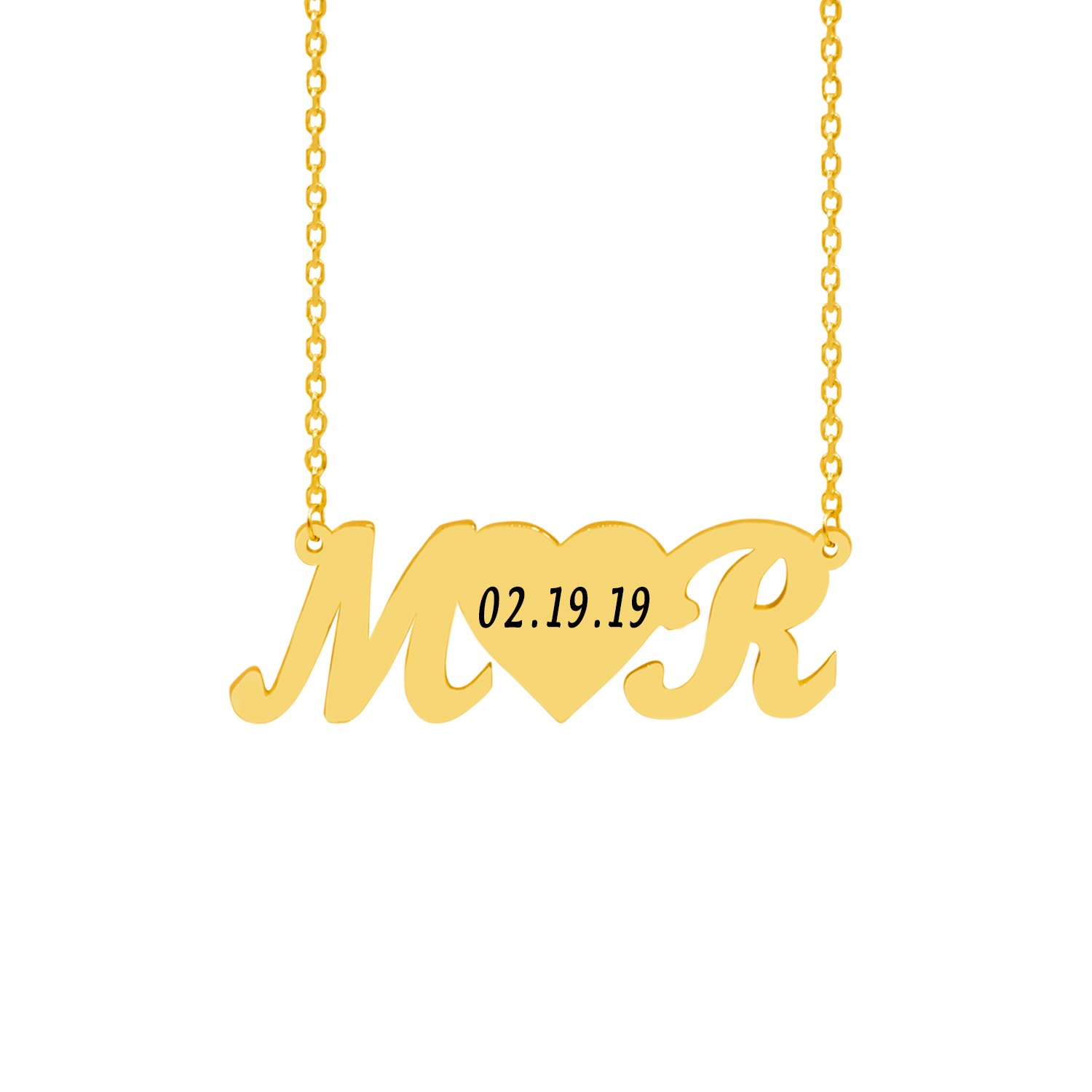 Gümüş Kalp Tasarımlı Harfli Kolye