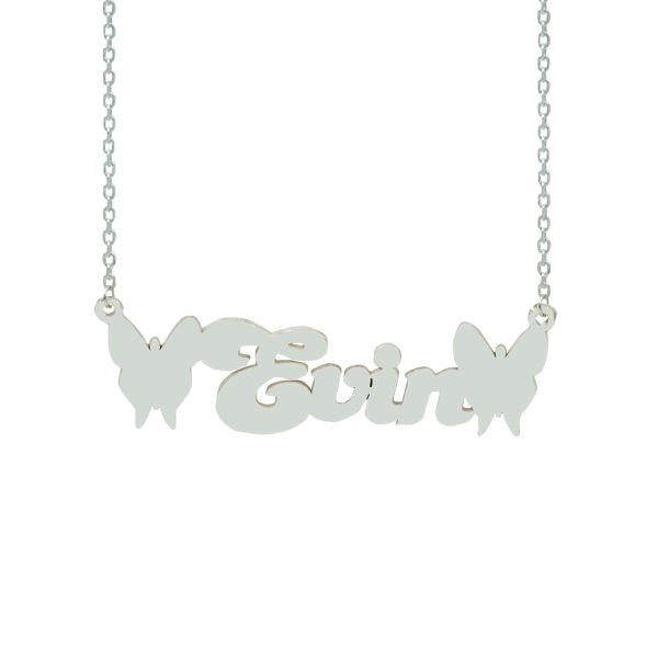 Gümüş Kelebekli İsimli Kolye