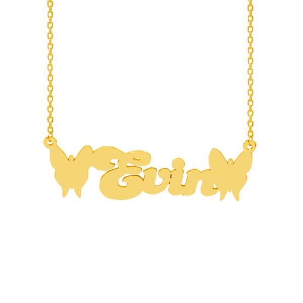 Gümüş Kelebekli İsimli Kolye