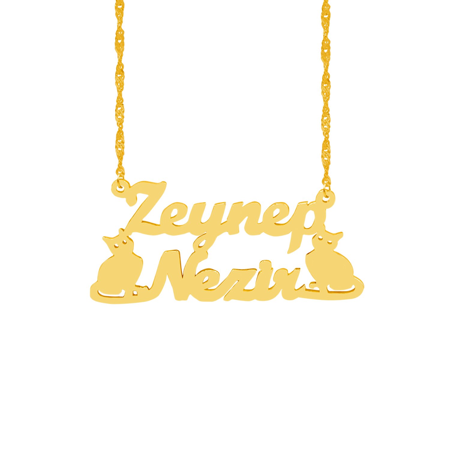 Gümüş Kedi Tasarımlı İsimli Kolye