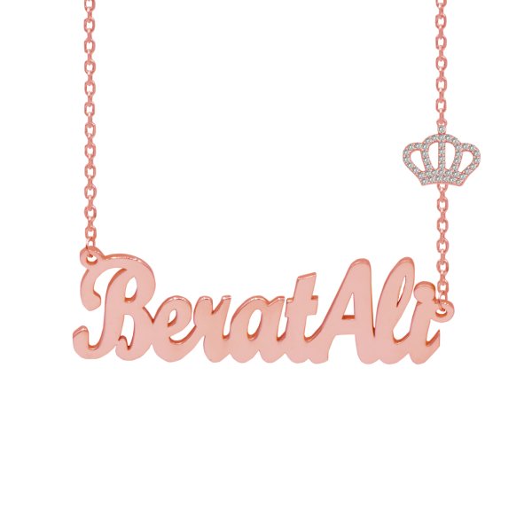 Gümüş Kral Taçlı İsimli Kolye