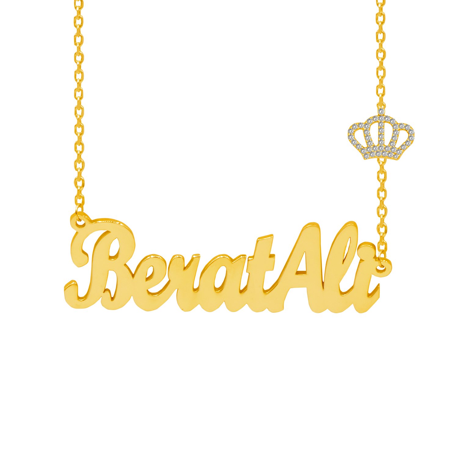 Gümüş Kral Taçlı İsimli Kolye