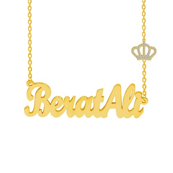 Gümüş Kral Taçlı İsimli Kolye