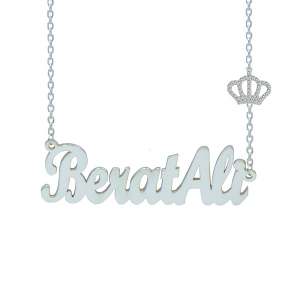 Gümüş Kral Taçlı İsimli Kolye
