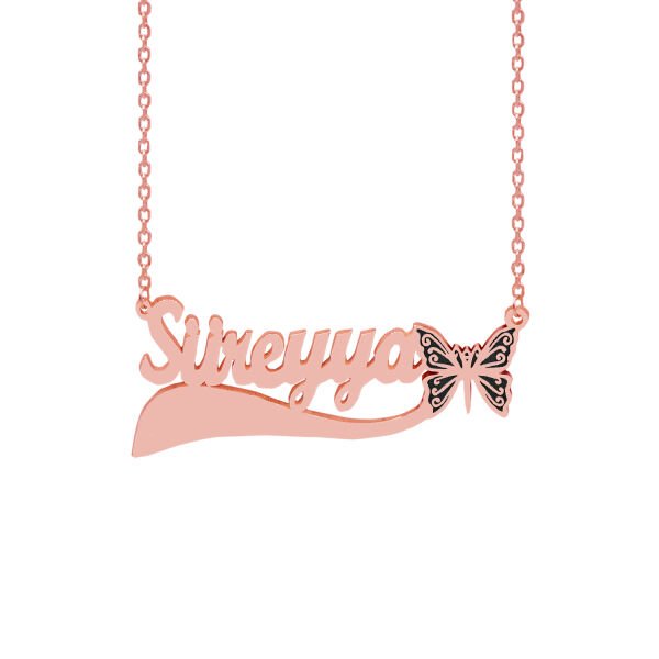 Gümüş Kelebek Figürlü İsimli Kolye