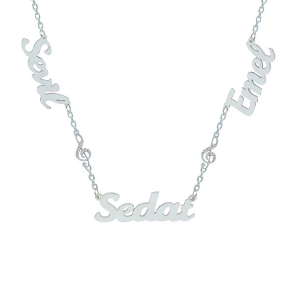 Gümüş Solo Anahtarlı 3 İsimli Aile Kolyesi