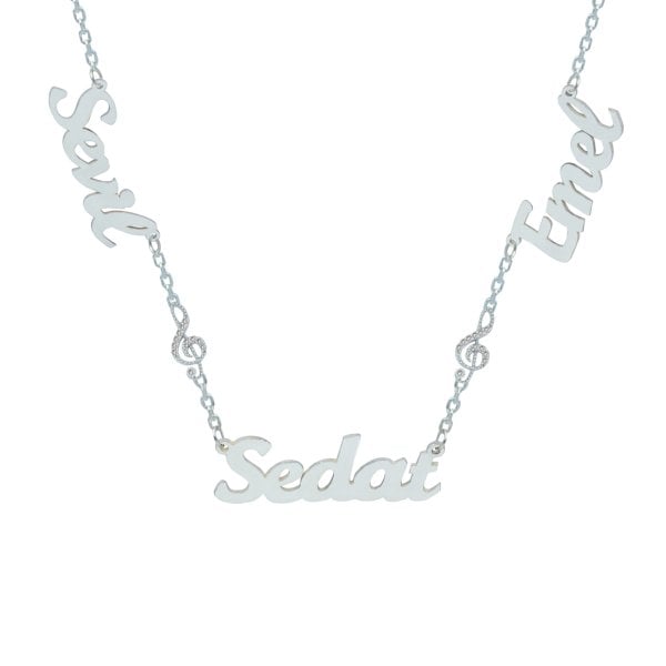 Gümüş Solo Anahtarlı 3 İsimli Aile Kolyesi