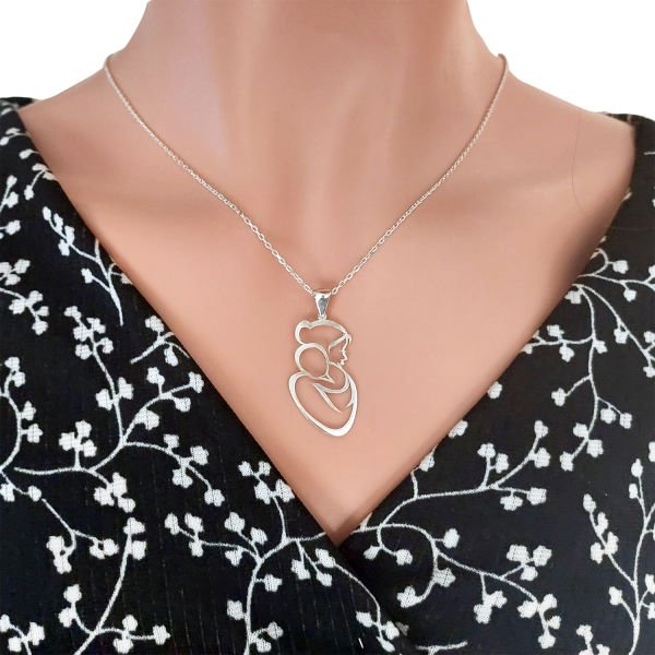 Gümüş Anne Bebek Kolye