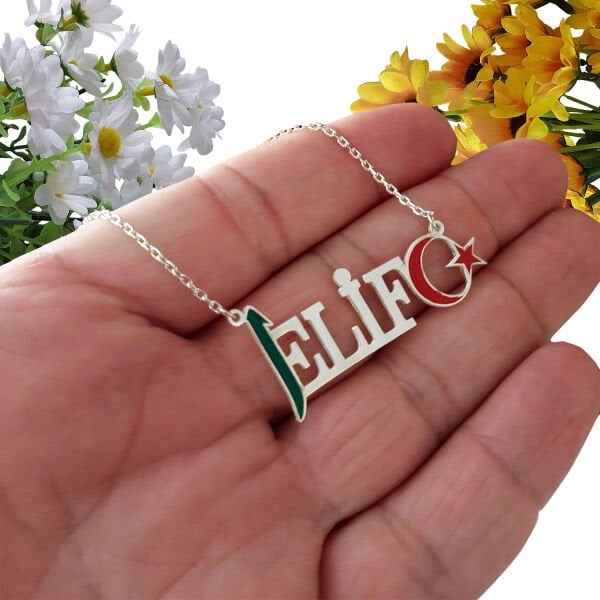 Gümüş Arapça Elif İsimli Kolye