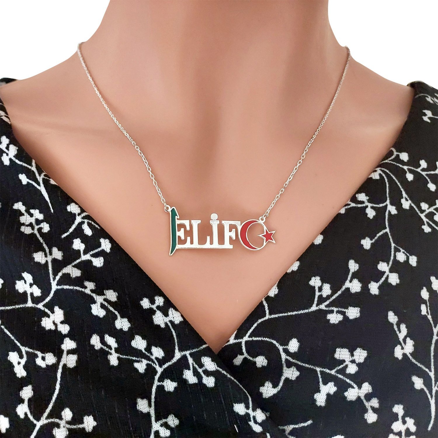 Gümüş Arapça Elif İsimli Kolye