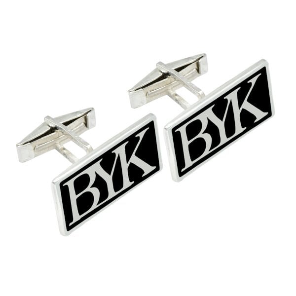 Gümüş Plaka Mineli Harfli Kol Düğmesi