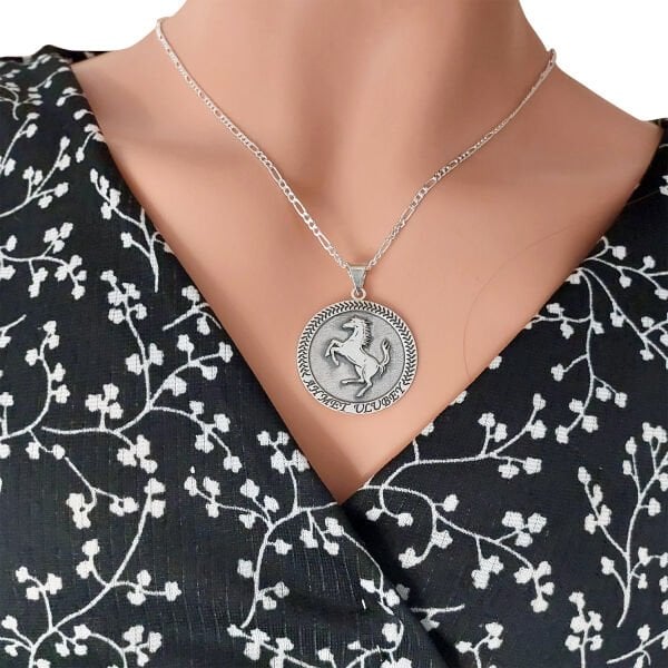 Gümüş At Başı Tasarımlı Kolye