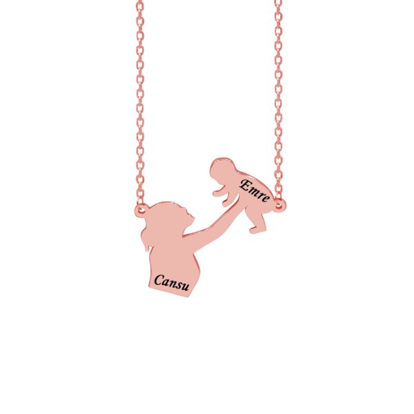 Gümüş Özel Tasarım Anne Bebek İsimli Kolye