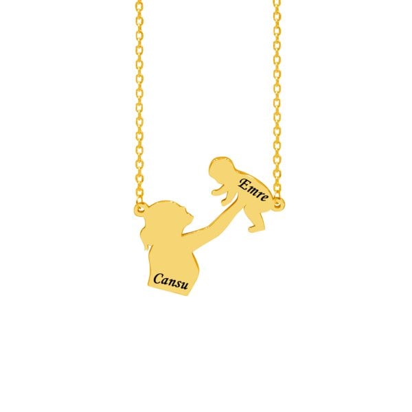 Gümüş Özel Tasarım Anne Bebek İsimli Kolye