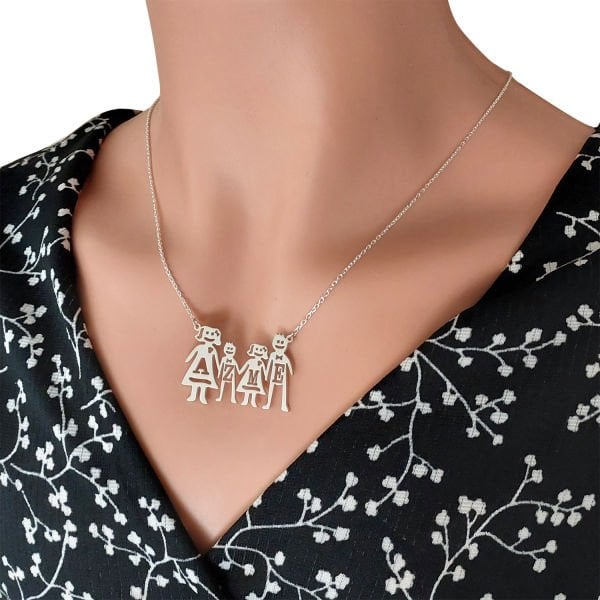 Gümüş İsimli Çöp Aile Kolyesi