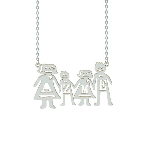 Gümüş İsimli Çöp Aile Kolyesi