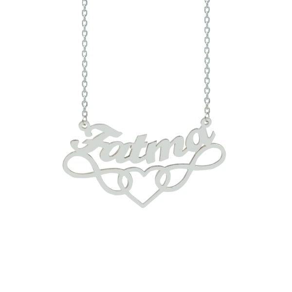 Gümüş Kalpli İsimli Kolye