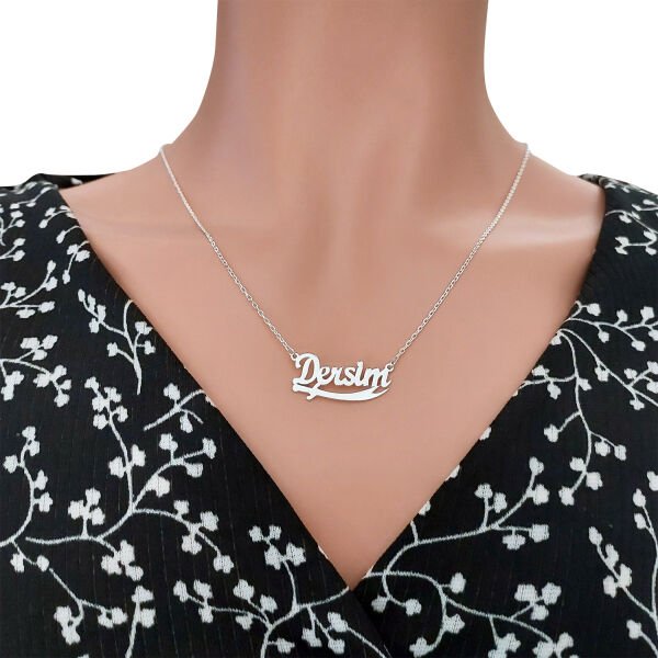 Gümüş Dersim Yazılı Zülfikar Kolye