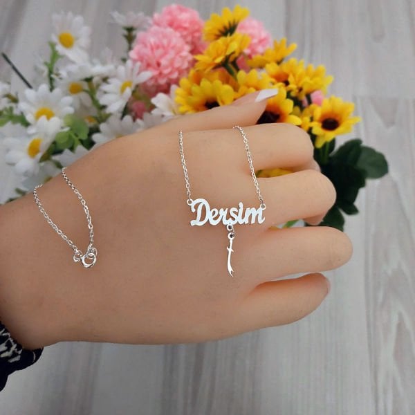 Gümüş Kılıçlı Dersim Yazılı İsimli Kolye