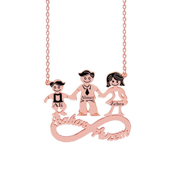 Gümüş Sonsuzluk İsimli Çöp Aile Kolyesi