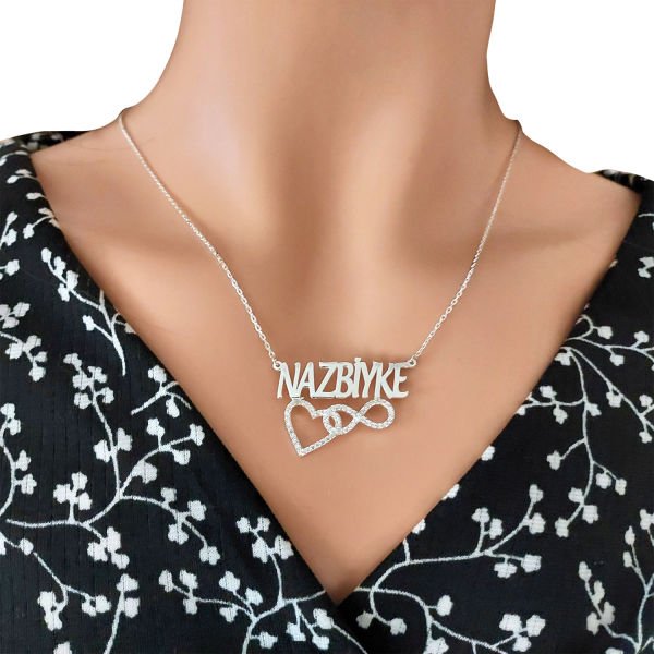 Gümüş İsimli Sonsuzluk Kalpli Kolye