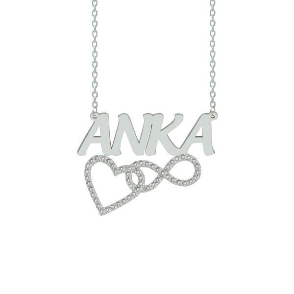 Gümüş İsimli Sonsuzluk Kalpli Kolye