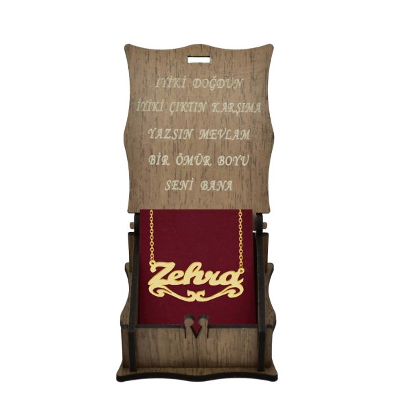 Gümüş Altı Desenli İsimli Kolye