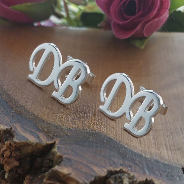 Gümüş Kişiye Özel Tasarım Harfli Kol Düğmesi