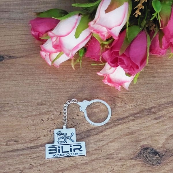 Gümüş Özel Şirket Firma Logolu Anahtarlık