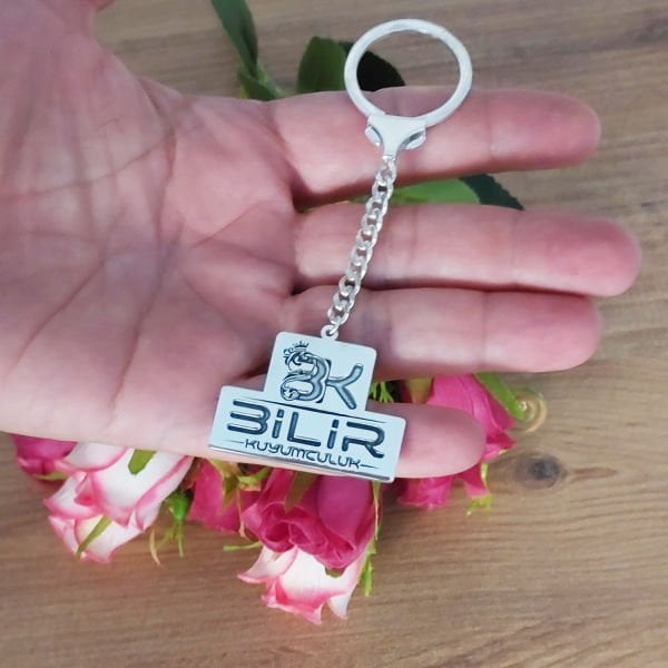 Gümüş Özel Şirket Firma Logolu Anahtarlık