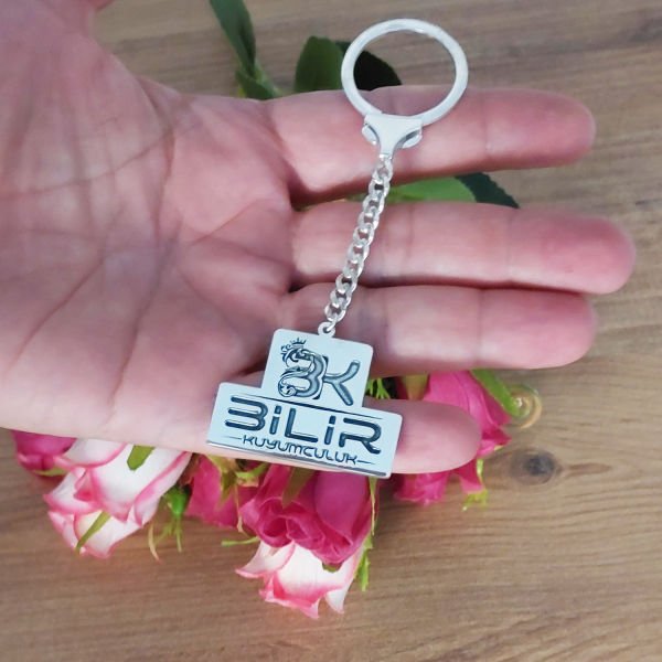 Gümüş Özel Şirket Firma Logolu Anahtarlık
