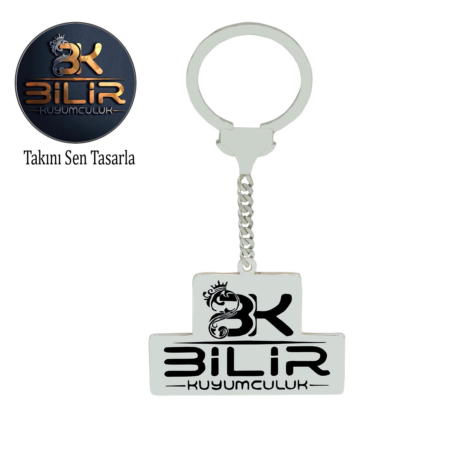 Gümüş Özel Şirket Firma Logolu Anahtarlık