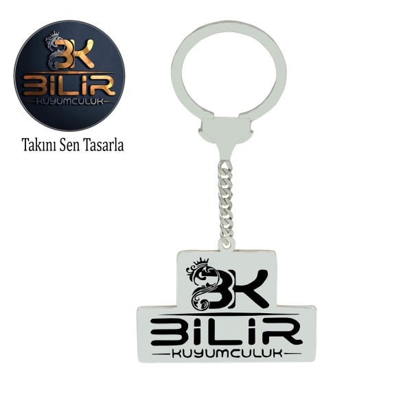 Gümüş Özel Şirket Firma Logolu Anahtarlık