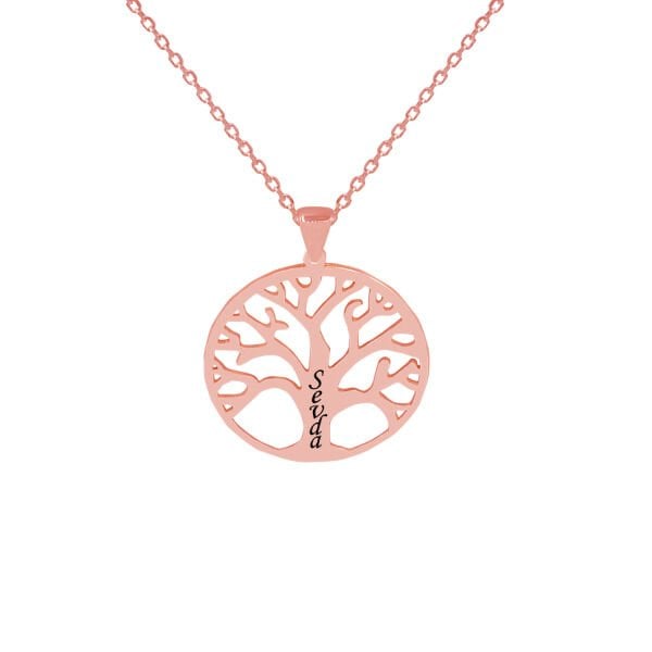 Gümüş Yuvarlak Soy Ağacı İsimli Kolye