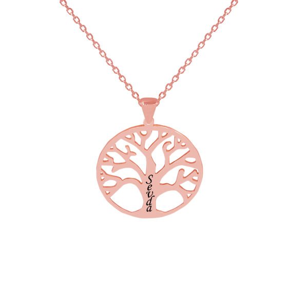 Gümüş Yuvarlak Soy Ağacı İsimli Kolye
