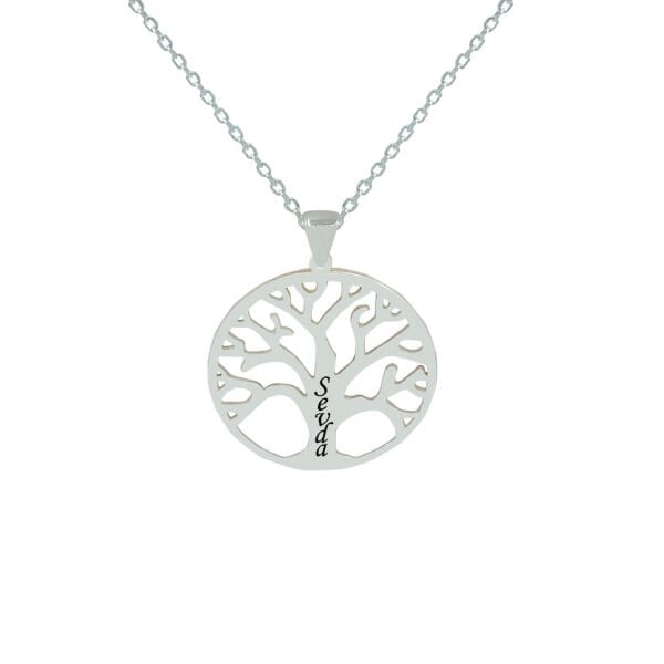 Gümüş Yuvarlak Soy Ağacı İsimli Kolye