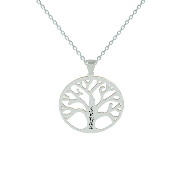 Gümüş Yuvarlak Soy Ağacı İsimli Kolye