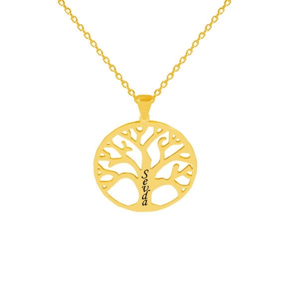 Gümüş Yuvarlak Soy Ağacı İsimli Kolye